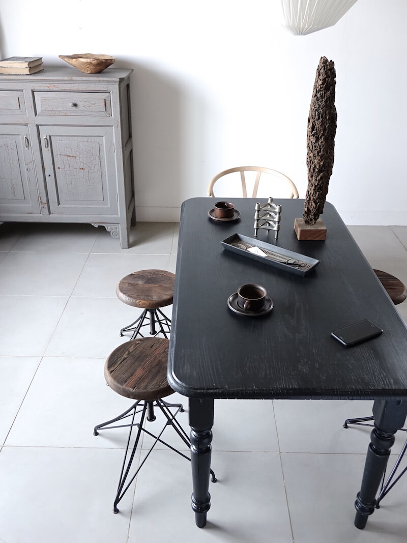 Painted black table