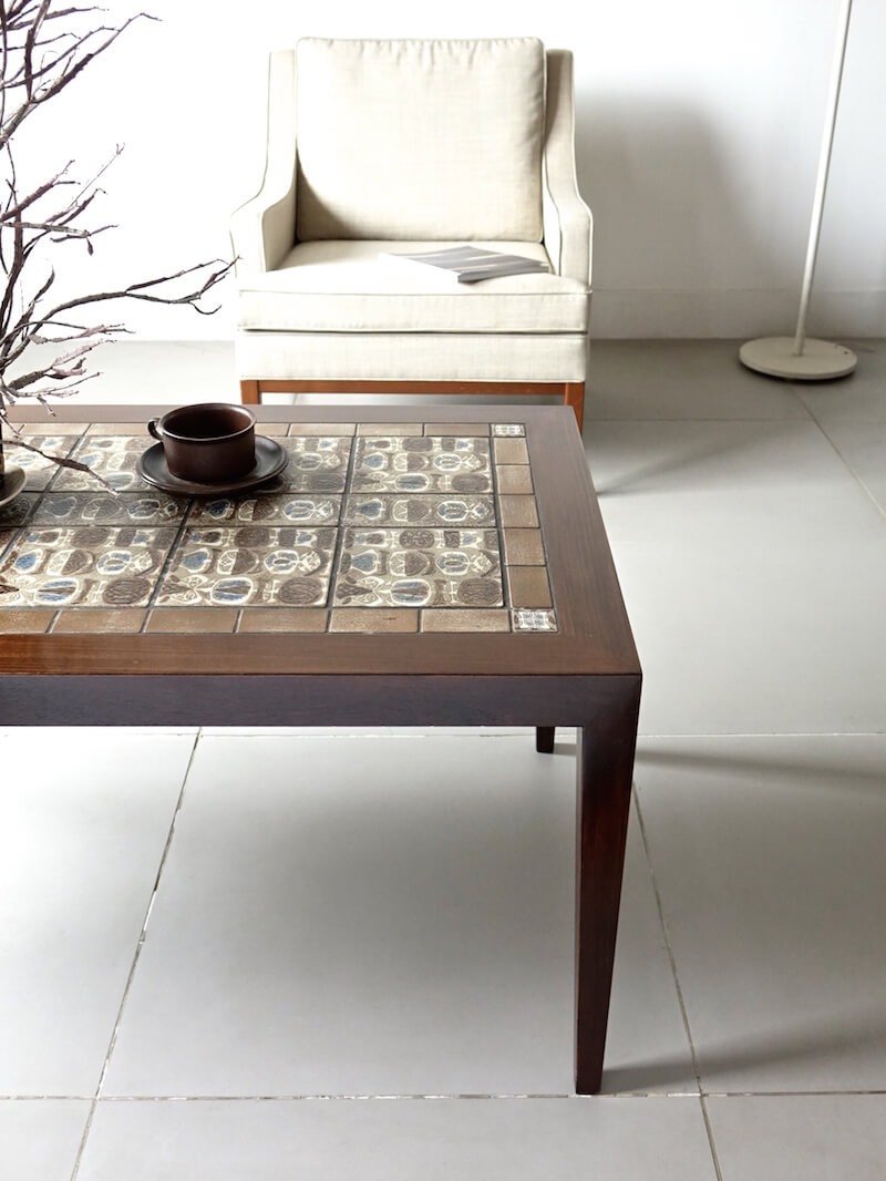 Coffee table by Haslev with Royal Copenhagen