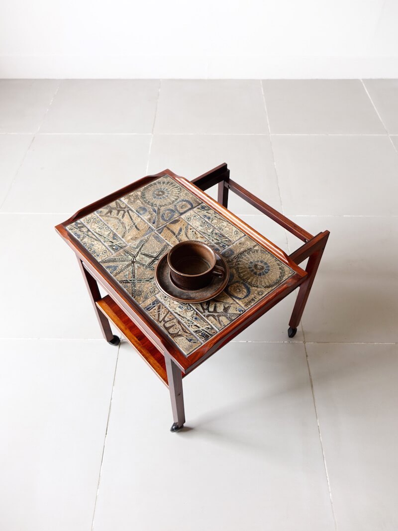 Trolley table by Haslev with Royal Copenhagen