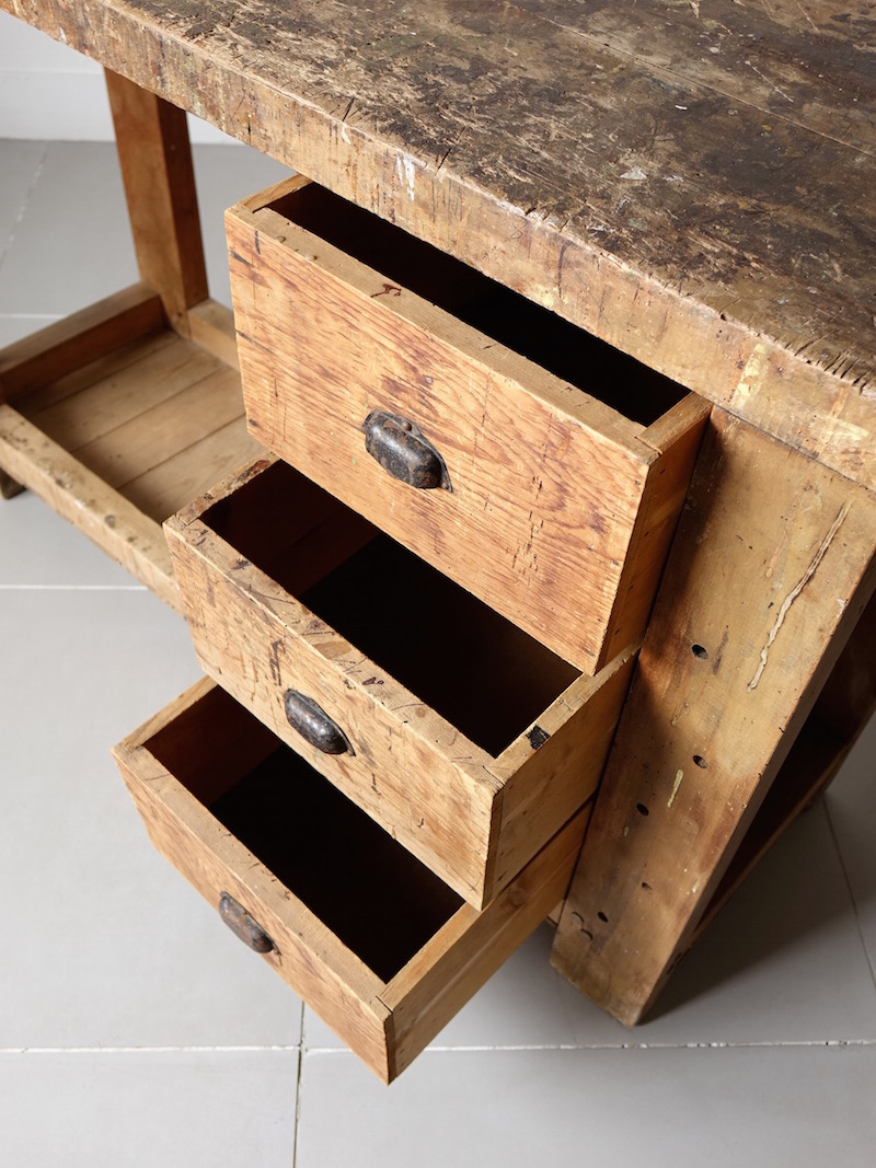 Old pine work table