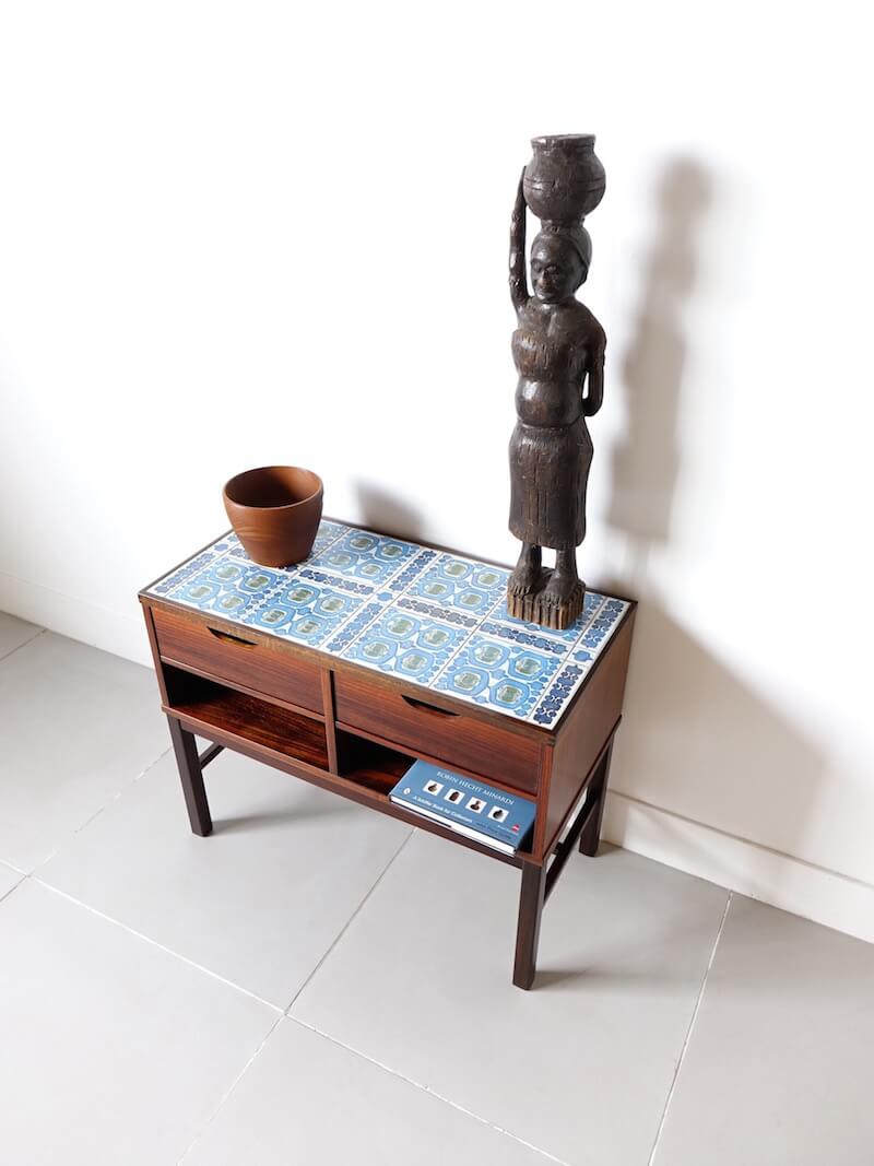 “Tenera” Tile top chest by Haslev with Royal Copenhagen