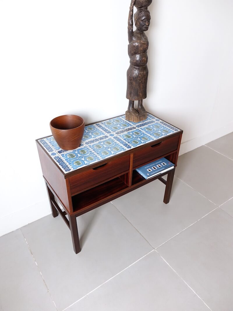 “Tenera” Tile top chest by Haslev with Royal Copenhagen