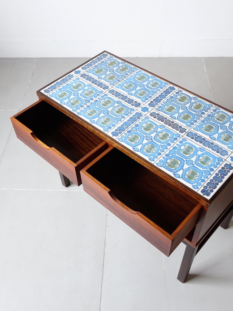 “Tenera” Tile top chest by Haslev with Royal Copenhagen