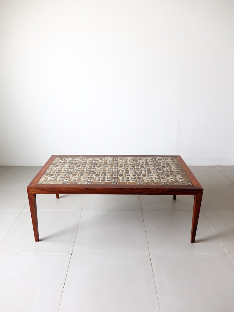 Large coffee table by Haslev with Royal Copenhagen