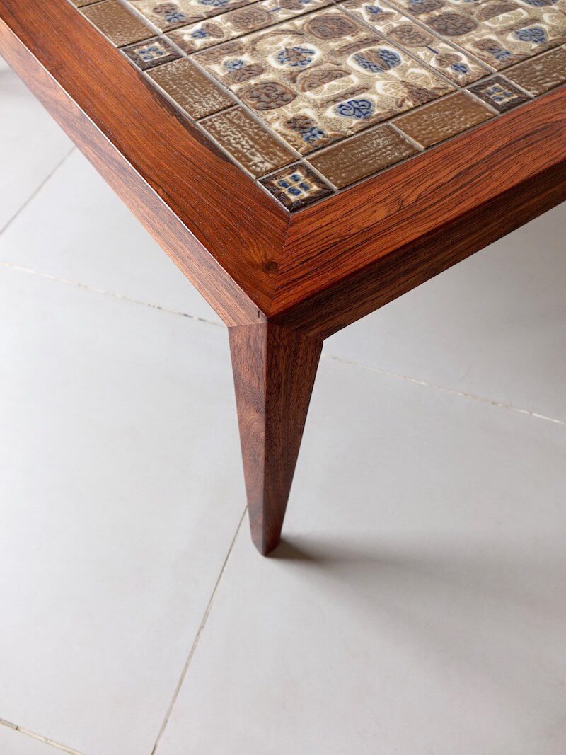 Large coffee table by Haslev with Royal Copenhagen