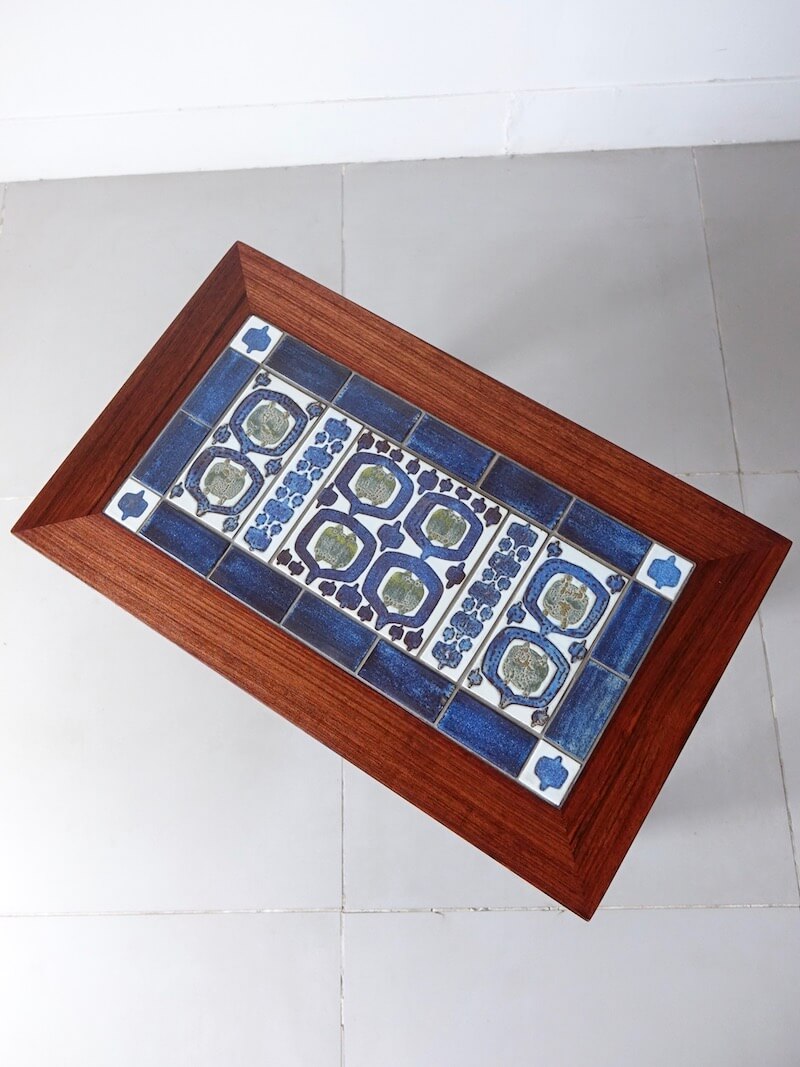 TENERA Tile top side table by Haslev with Royal Copenhagen