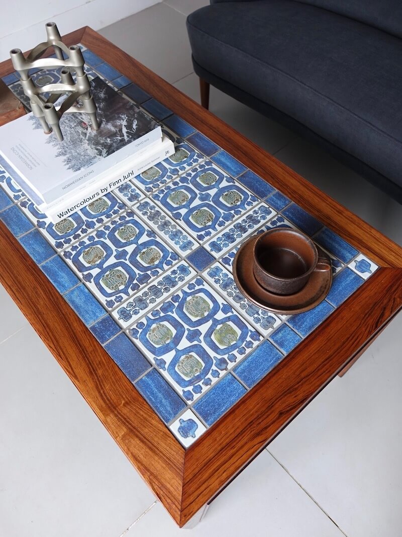 TENERA Tile top coffee table by Haslev with Royal Copenhagen