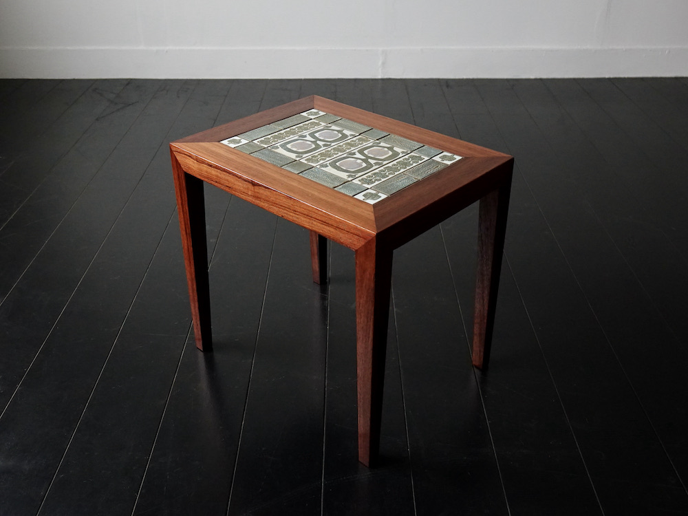 Tenera Tile top side table by Haslev with Royal Copenhagen
