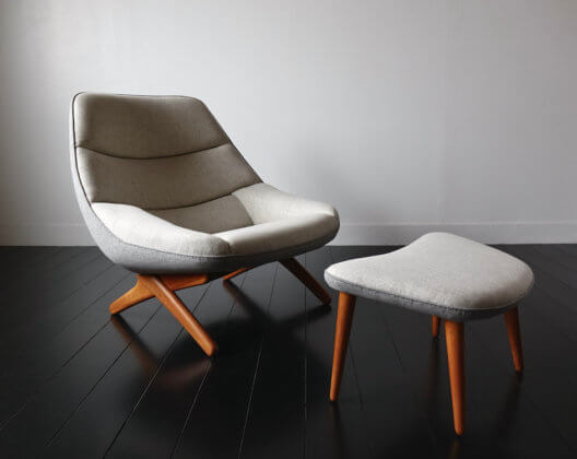 ML-91 Lounge chair with ottoman by Illum Wikkelso for A. Mikael Laursen
