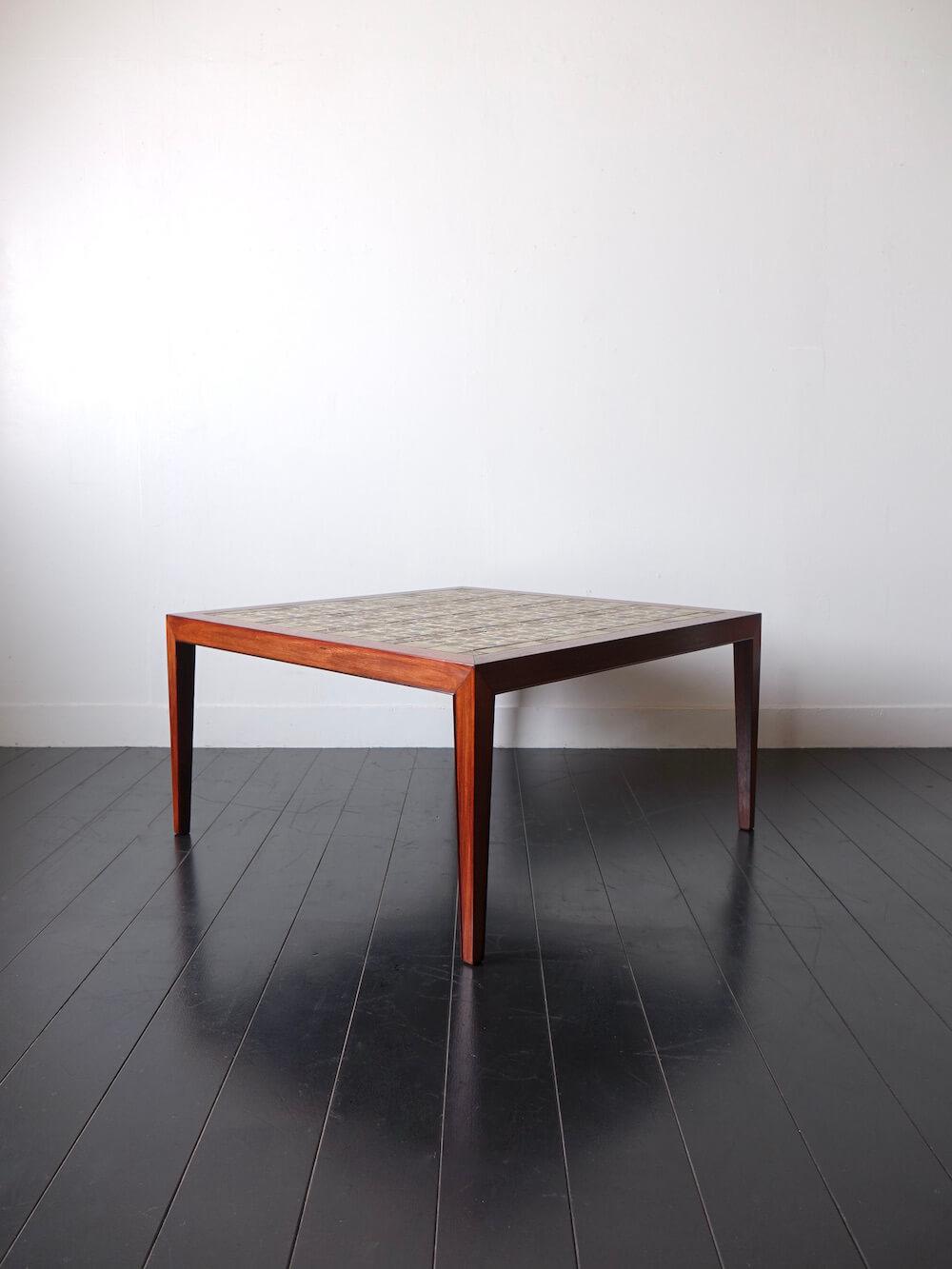 Square coffee table by Haslev with Royal Copenhagen