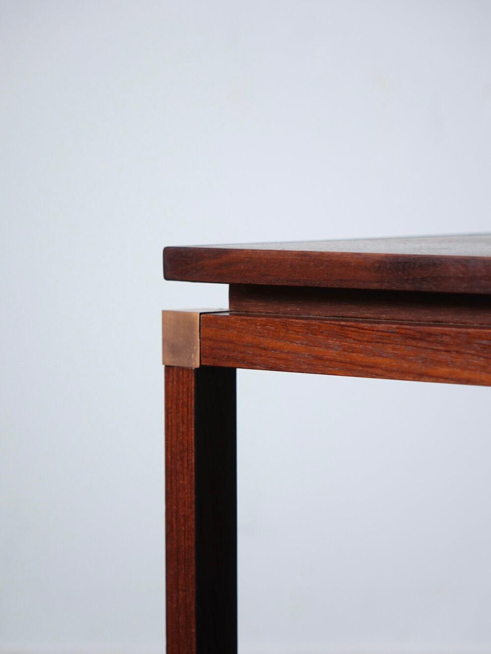 Copper top side table in rosewood