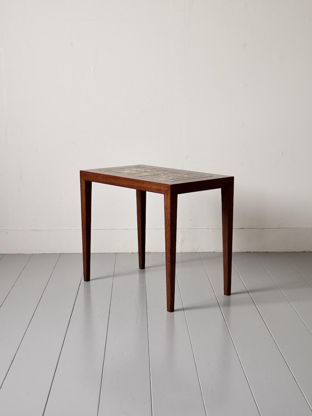 Side Table by Severin Hansen Jr.(table) & Nils Thorsson(tile) for Haslev & Royal Copenhagen Side Table by Severin Hansen Jr.(table) & Nils Thorsson(tile) for Haslev & Royal Copenhagen