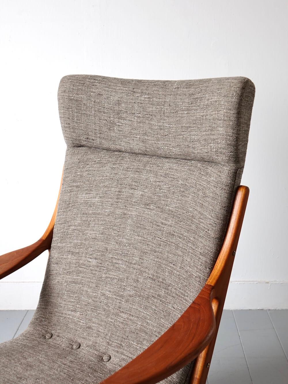 Vintage Teak High Back Rocking Chair, 1960s