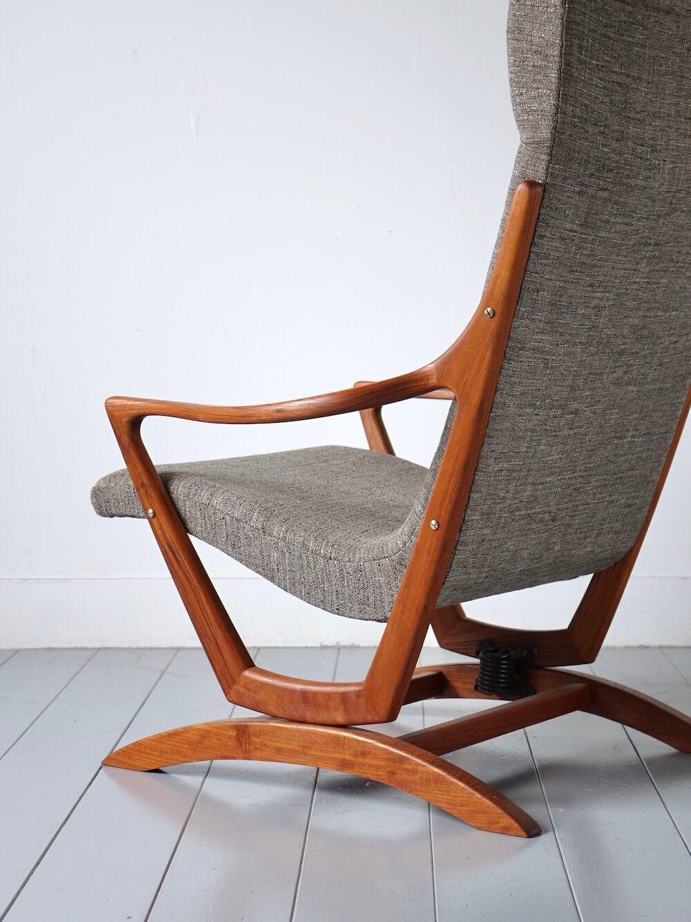 Vintage Teak High Back Rocking Chair, 1960s