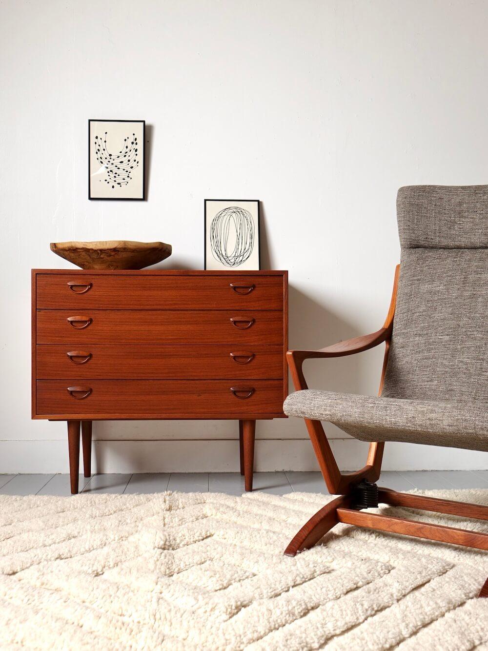 Vintage Teak 4-Drawer Chest by Kai Kristiansen for FM Møbler Vintage Teak 4-Drawer Chest by Kai Kristiansen for FM Møbler