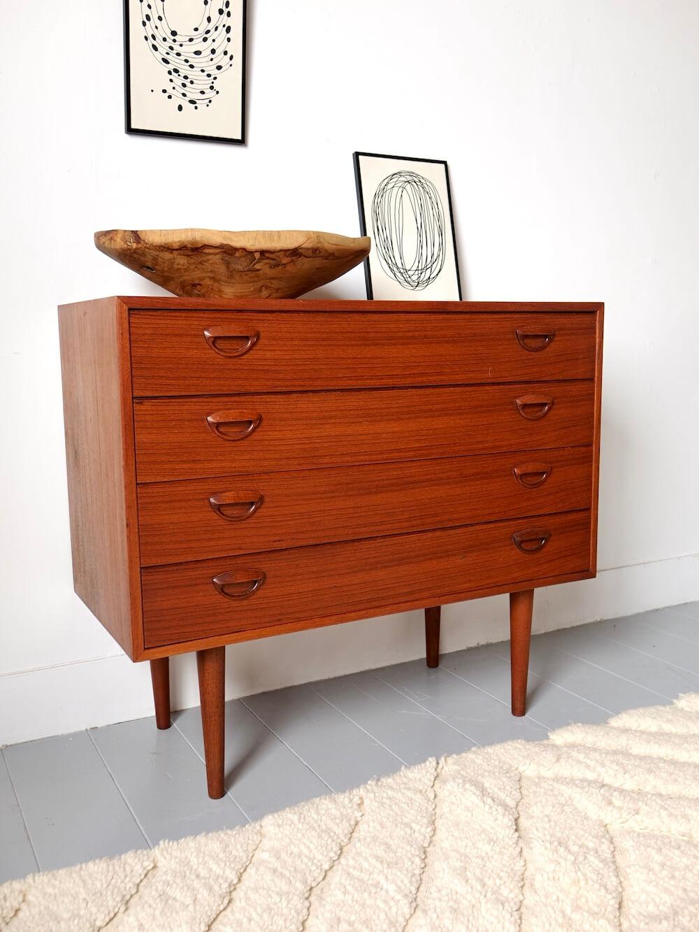 Vintage Teak 4-Drawer Chest by Kai Kristiansen for FM Møbler Vintage Teak 4-Drawer Chest by Kai Kristiansen for FM Møbler