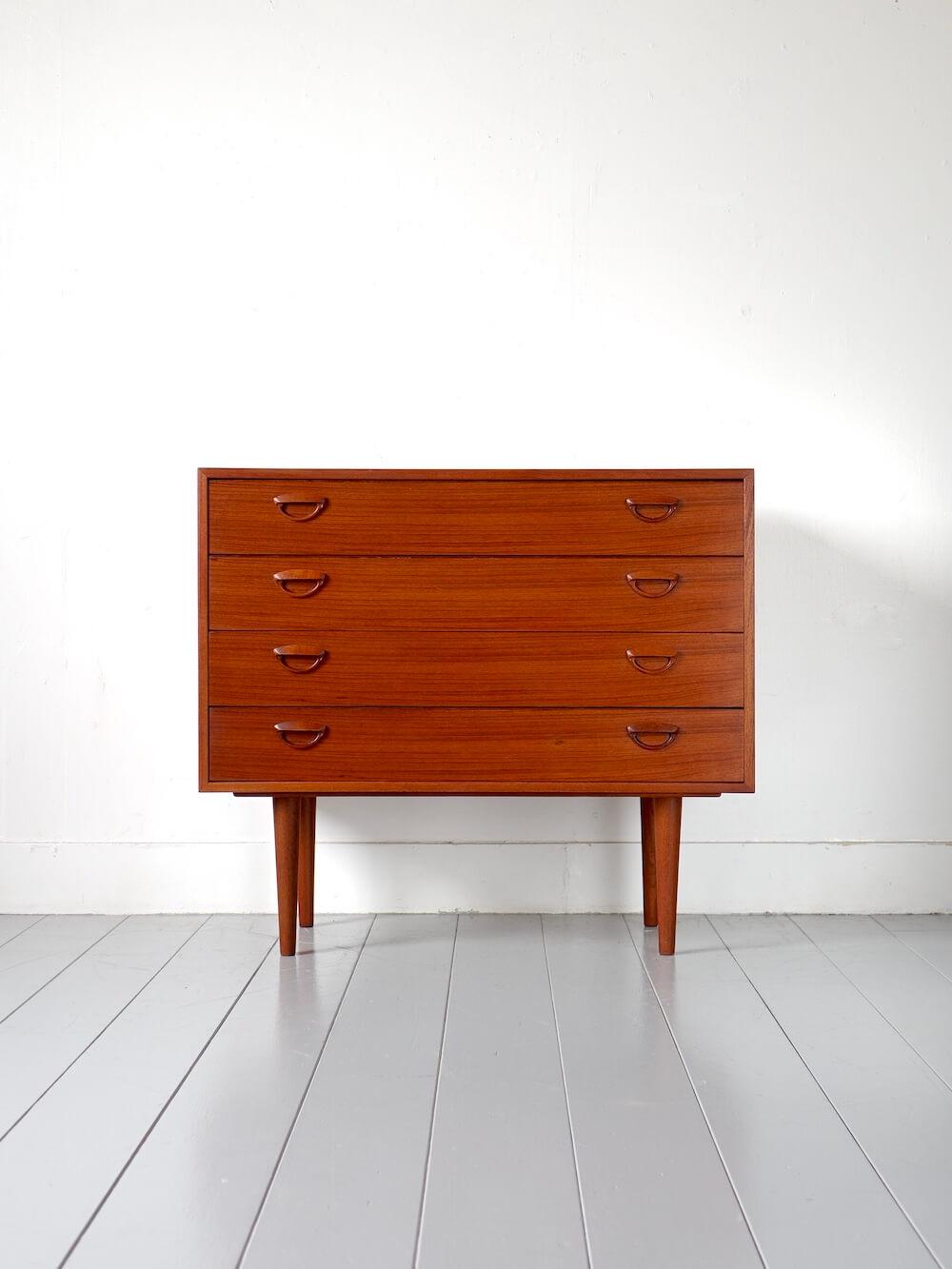 Vintage Teak 4-Drawer Chest by Kai Kristiansen for FM Møbler Vintage Teak 4-Drawer Chest by Kai Kristiansen for FM Møbler
