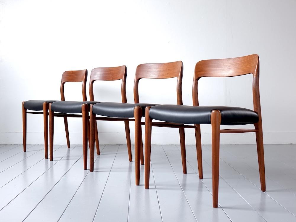 “No.75” Dining Chairs by N.O. Møller for J.L. Møllers Møbelfabrik