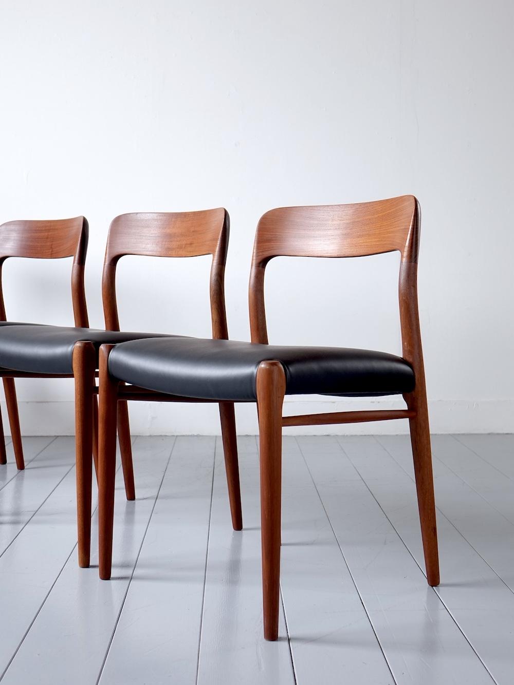 “No.75” Dining Chairs by N.O. Møller for J.L. Møllers Møbelfabrik