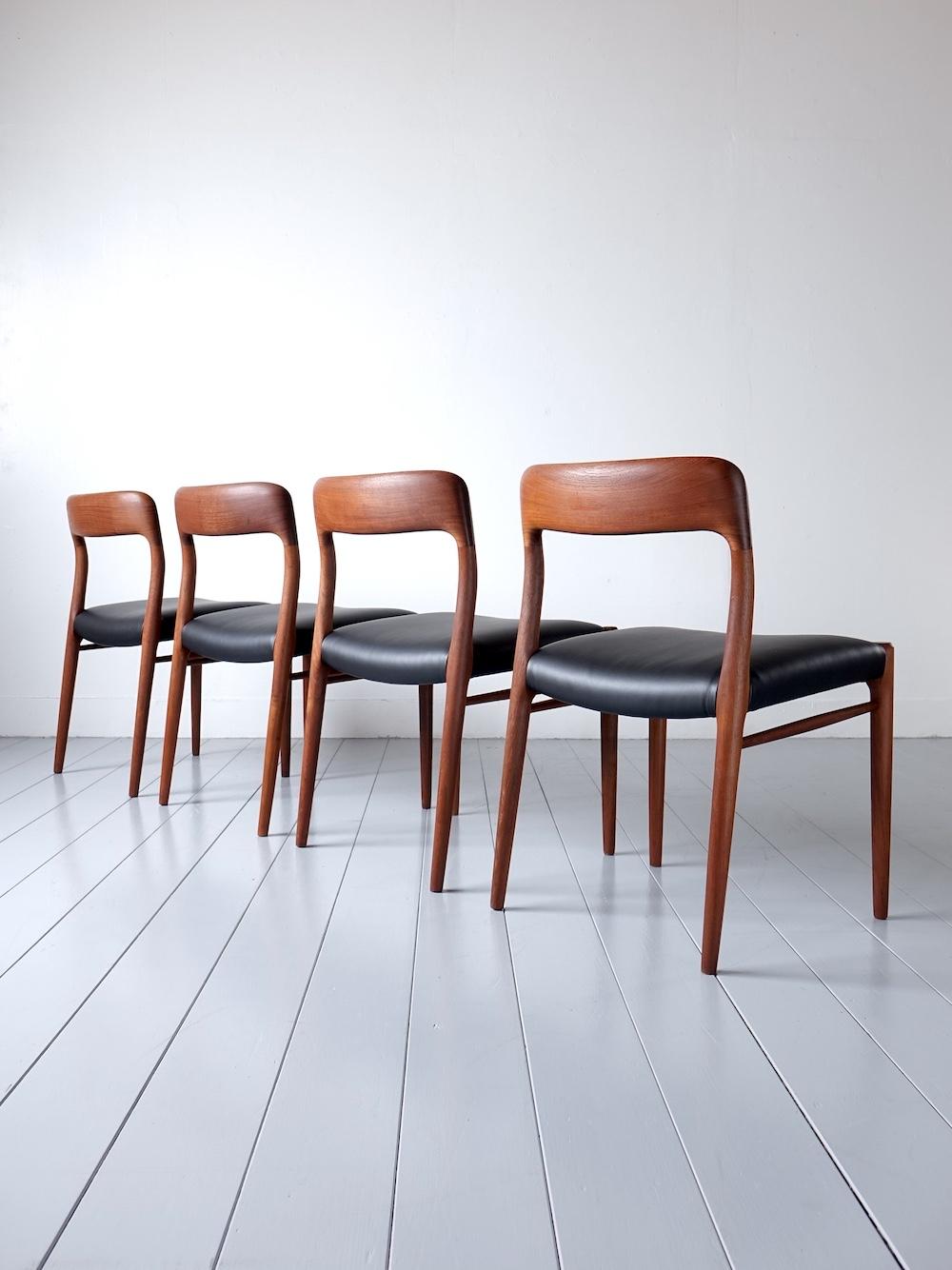“No.75” Dining Chairs by N.O. Møller for J.L. Møllers Møbelfabrik