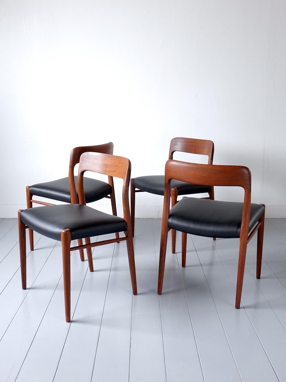 “No.75” Dining Chairs by N.O. Møller for J.L. Møllers Møbelfabrik